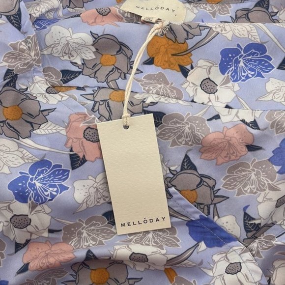 mellowday floral shirt blouse high low tunic stretch waist sz 2X plus size NWT - Picture 4 of 8